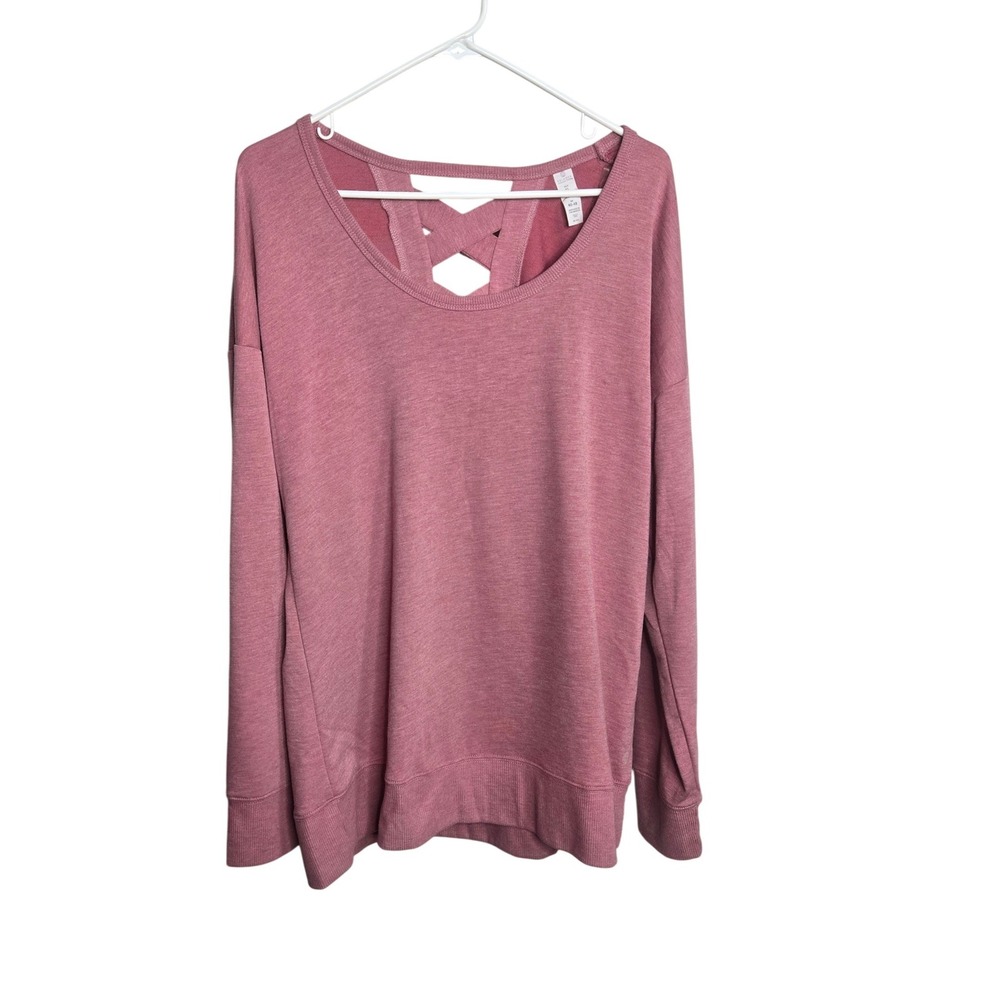 Balance Collection Cammy Pullover Womens XL Mesa Rose Crisscross Back Sweatshirt